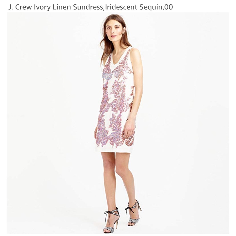 J.Crew Linen Sundress in Iridescent Sequins